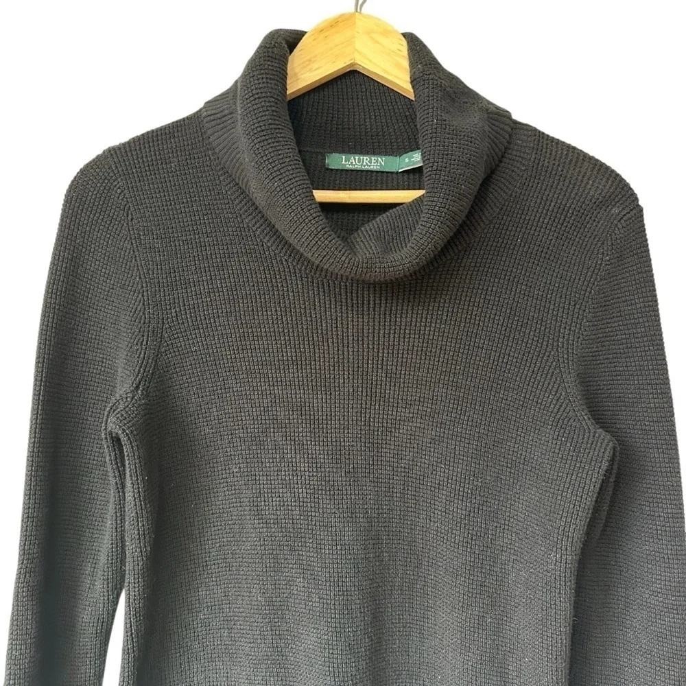Ralph Lauren Black Cowlneck Long Sleeve Textured Sweater, Small